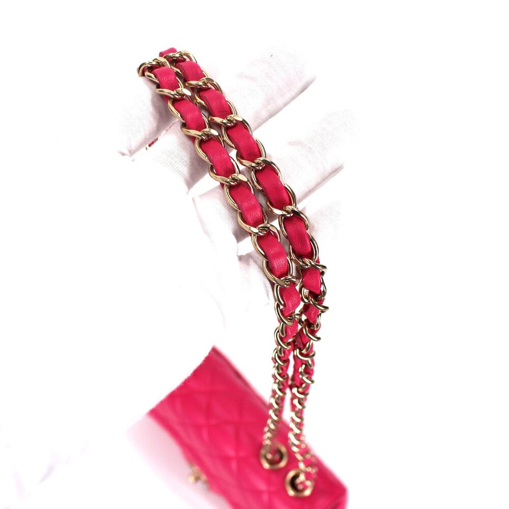 CHANEL Mini Pink Quilted Lambskin Mademoiselle Chic Mini Flap Bag Gold CC Logo - Picture 7 of 11